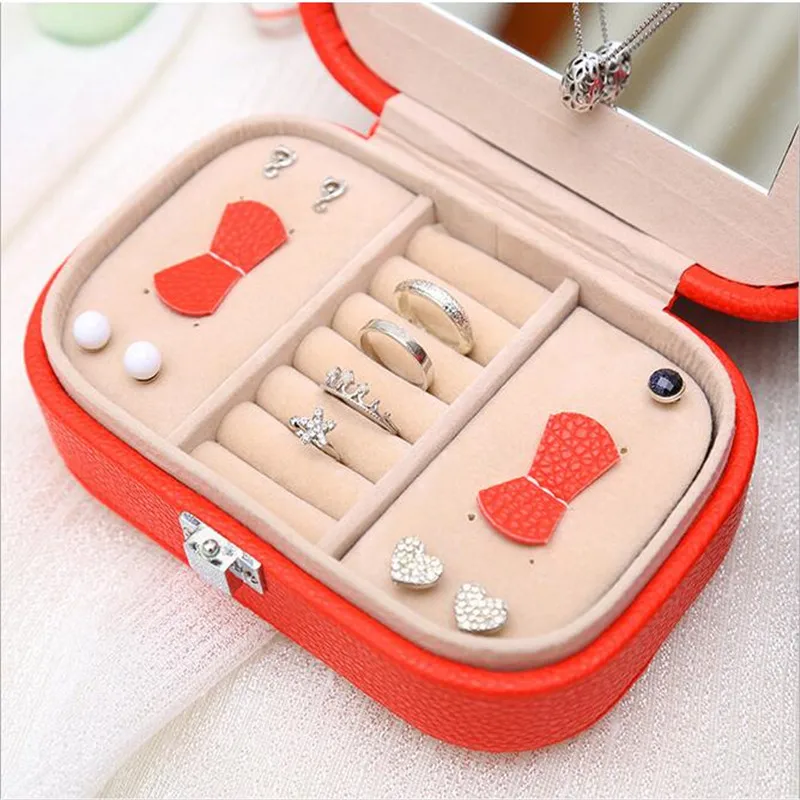 High Grade 6 Color Protable Leather Ring Box Earrings Case Fashion Accessories Display Box Jewelry Organizer Highly Demand