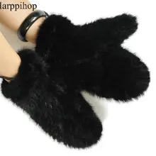 Вязаные перчатки из меха норки, модные женские варежки из натурального меха норки, эластичные перчатки на запястье, зимние женские перчатки высокого качества