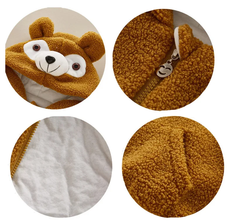  autumn winter baby boys girls hooded jackets new pattern duffy bear pink gray yellow coats children clothes (5)