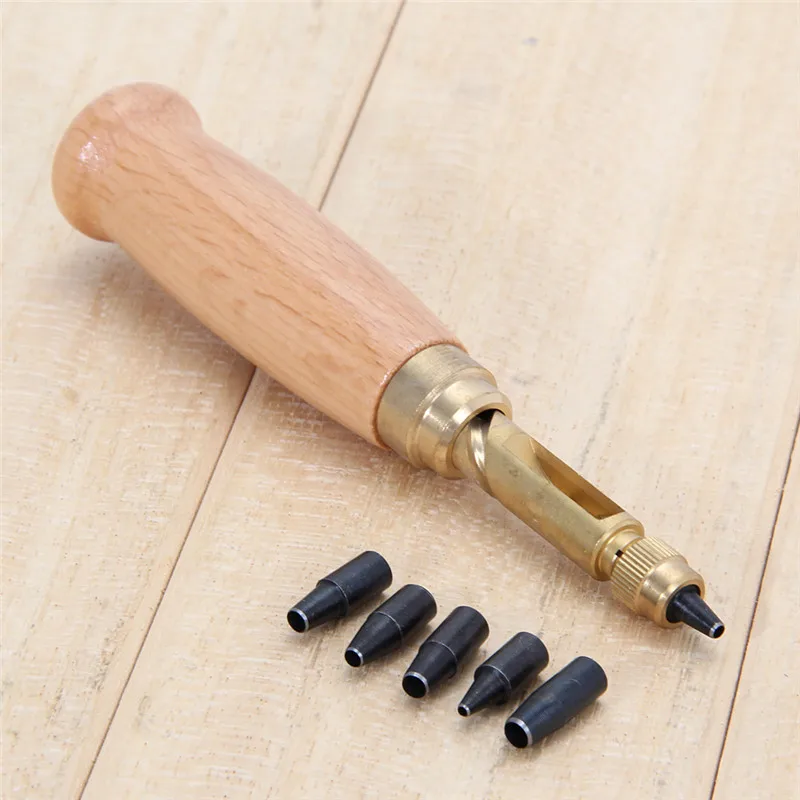 

6 Tip Size 1.5-4mm Screw Hole Punch/Auto Leather Tool Book Drill Craft Kit Leathercraft Sewing Tool Accessories Screw Punch