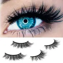 1 пара ручной работы норки 3D накладные ресницы из фибры натуральные длинные перекрещивающиеся Черные Накладные ресницы для женщин Красота 2U1221