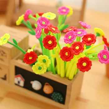 

10Pcs Korean Novelty Soft Flowers Gel Pen Cute Kawaii Novelty Beautiful Plant Girls Kids Stationary School Office Stationery Kit