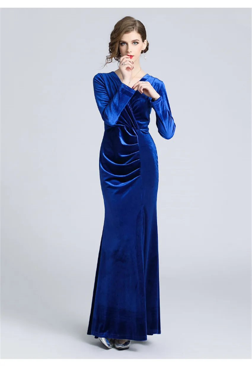 Robe Longue Femme Soiree женское платье, зимнее женское винтажное бархатное платье с длинным рукавом зеленого и красного цвета, Сексуальные вечерние платья макси