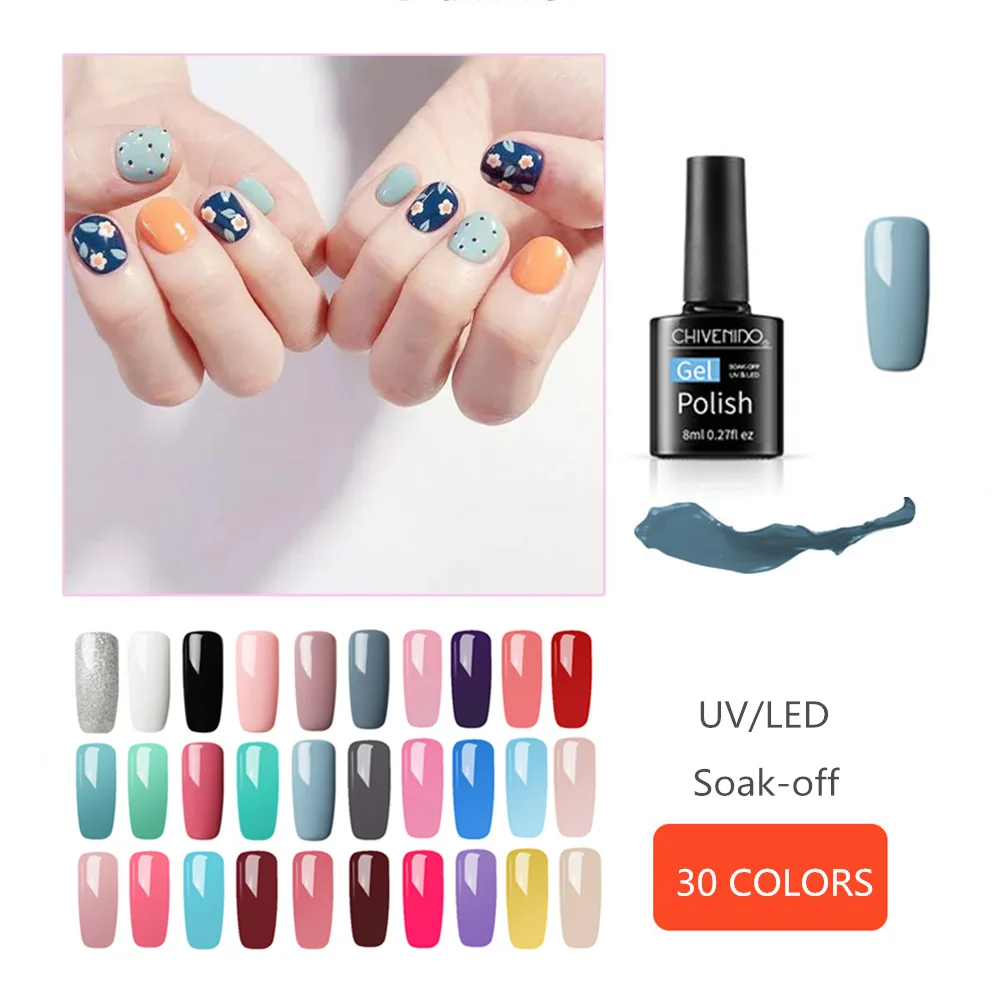 Refurbished Price of  CHIVENIDO Nude UV Gel Nail Polish 30Colors Nail Gel Polish Lot Gel UV Color Nail Glue for Nail Art 