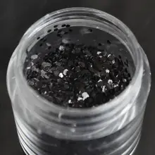 Сексуальный Чистый черный шестигранный лак для ногтей, блестящий УФ-гель для ногтей, акриловые блестки для ногтей, аксессуары для DIY N15