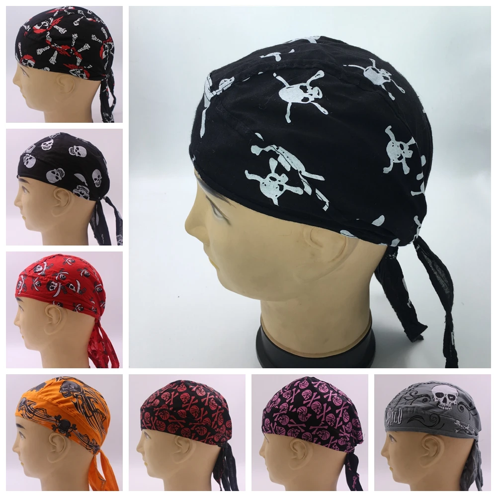 Мужская хлопковая кепка с алмазной пластиной и черепом, женская шапка Doo Rag Байкерская бандана, головной убор Skullies& Beanies DAJ9068