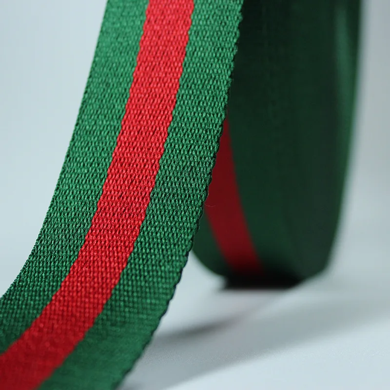 

thin 38mm wide webbing 5yards 38 Green red Striped polyester Webbing twill yarn for the sewing belt Bag handle deco
