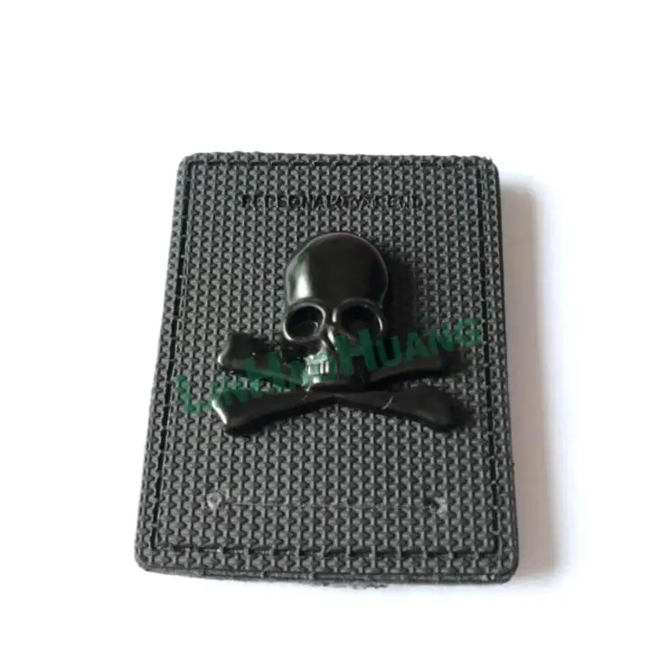 

Wholesale Free Shipping 15pcs/Lot black PU leather stitching label plastic skull tissue icons label 2017032002