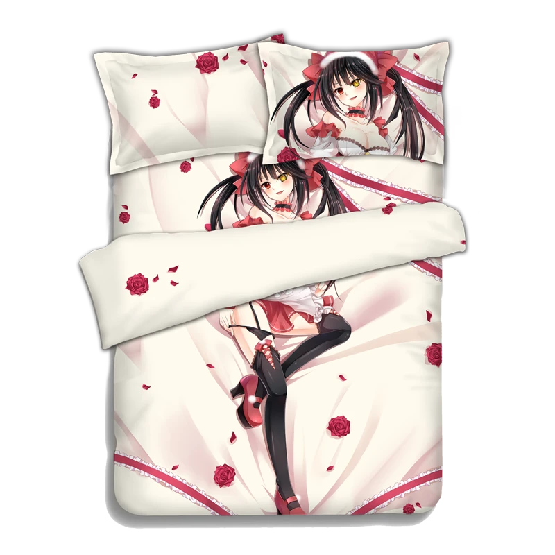 Anime DATE·A·LIVE Tokisaki Kurumi Bed Sheet Quilt Pillowcase Blanket 4PCS #B9