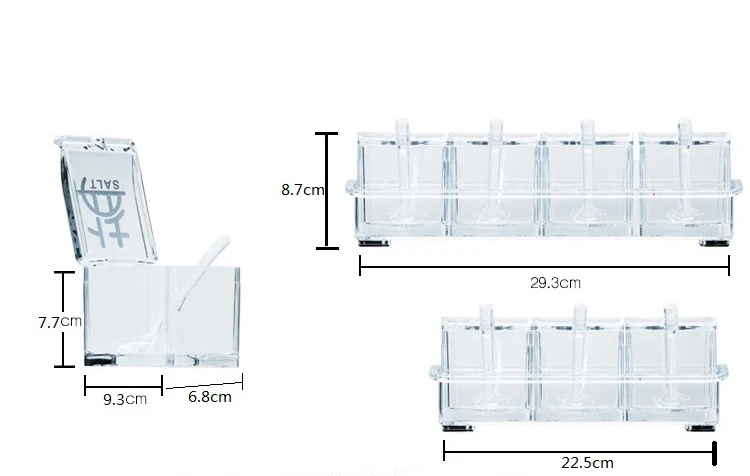 Прозрачная подставка для специй горшки для специй-4 шт акриловая приправа коробка-контейнер для хранения контейнерная приправа банки-дробилка с крышкой и ложкой