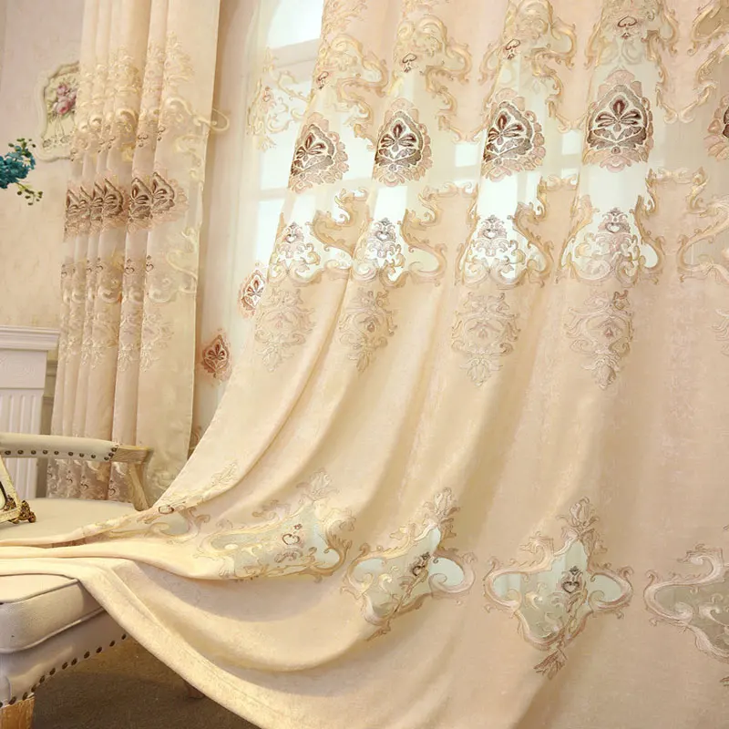 Современная роскошная Европейская Водорастворимая вышитая занавеска «москитная сетка» ткань и вуаль тюль причудливая вилла шторы гостиная - Цвет: colour  2 cloth