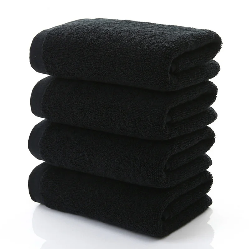 Черные махровые хлопковые полотенца Сухие волосы салоны красоты Парикмахерская специальное супервпитывающее полотенце Продукты для волос 75*35 см полотенце для ванной комнаты s