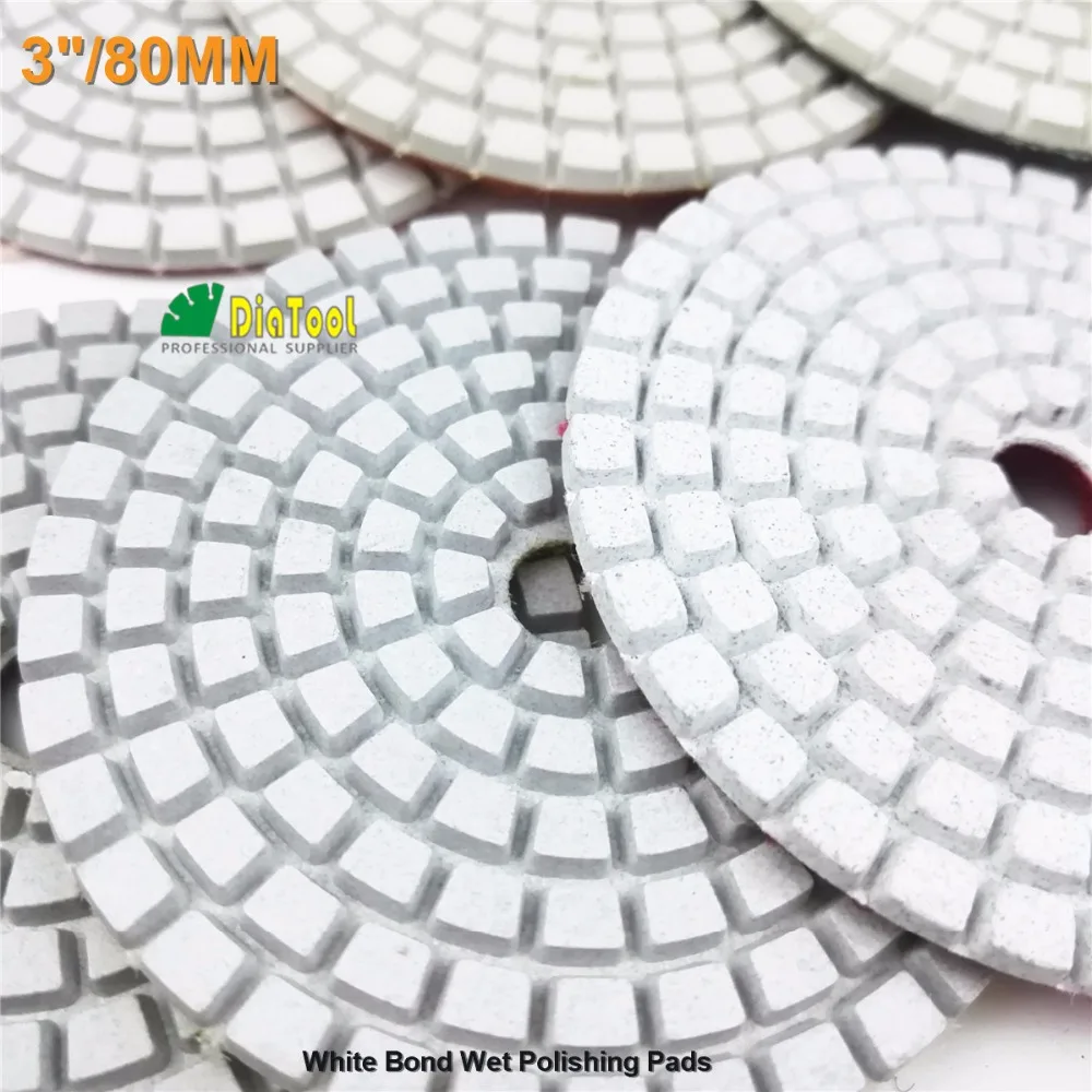 7pcs/set 80mm diamond wet flexible polishing pads B 3" White bond sanding disc granite & marble polishing