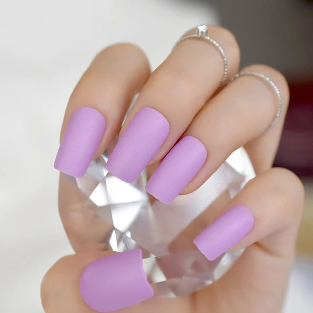 24pcs Kit Matte Design Nail Art Light Purple Medium Candy Color 24pcs Kit Matte Design Nail Art Light Purple Medium Candy Color Acrylic Fake Nails