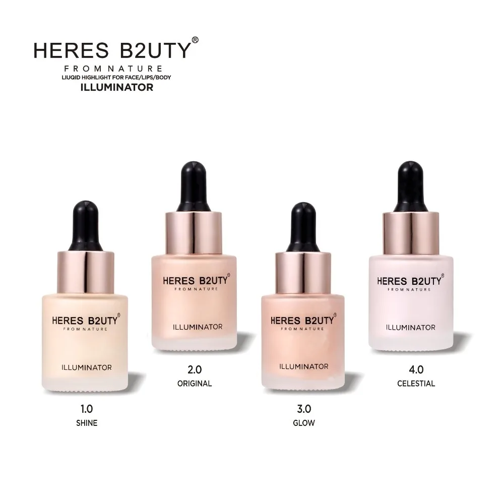 

HERES B2UTY Liquid Highlighter Concealer Shimmer Face Glow Ultra-concentrated illuminating bronzing drops 15ml 4 color 4pcs/set