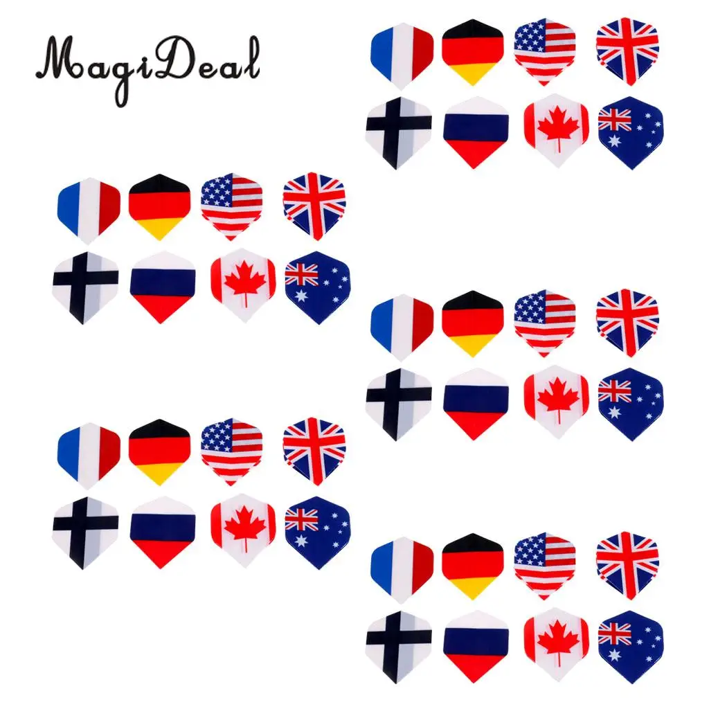 MagiDeal 40 Pieces  Durable Extra Strong Standard Dart Flights Professional Darts Accessories - Multicolor - Flag Design 