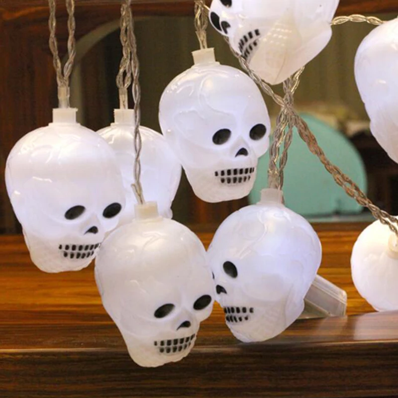 LED Skull Strip string lights Garland Garden battery powered Halloween Decorative Led paty Supplies Prop Dress up Halloween (2)