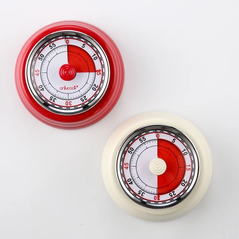 1Pcs Red&White Retro Style Kitchen Timer Creative Time Reminder
