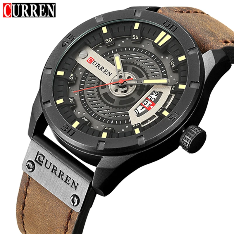 

2019 Luxury Brand CURREN Men Military Sports Watches Men's Quartz Date Clock Man Casual Leather Wrist Watch Relogio Masculino