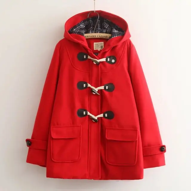 Зимнее японское пальто Niujiao, утолщенное пальто для студентов, длинное пальто с цветочным принтом, Женское пальто - Цвет: red