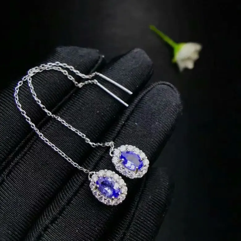 Shilovem 925 серебряные серьги с танзанитом, модные ювелирные украшения для женщин 4*6 мм, подарок xhfe040602agts