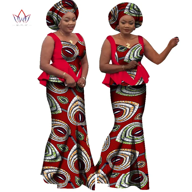 Bazin Riche африканская юбка с принтом и топ Дашики хлопок без рукавов комплект из двух частей африканская одежда для женщин WY1161 - Цвет: 12