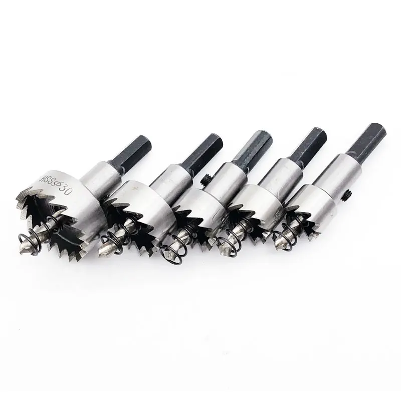 5pcs Carbide Tip HSS Drills Bit Hole Saw Set Stainless Steel Metal Alloy 16/18.5/20/25/30mm #W00172#