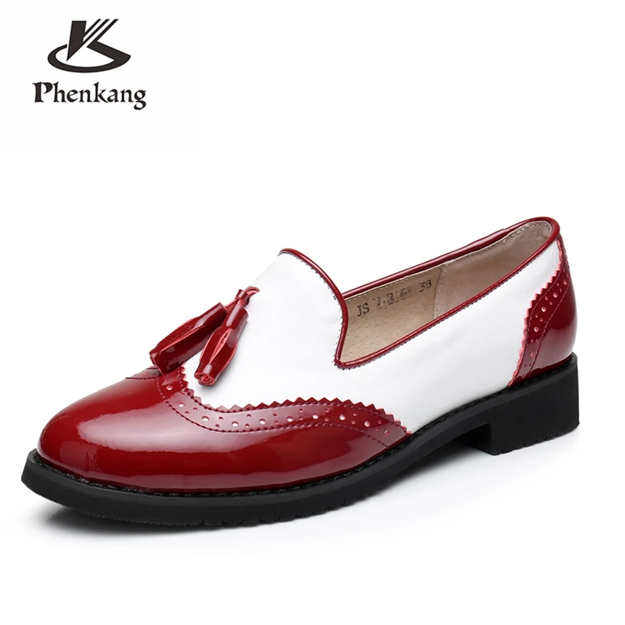 

Genuine cow leather brogues sneakers designer vintage flats shoes handmade oxford shoes for women 2018 sping big US size 10