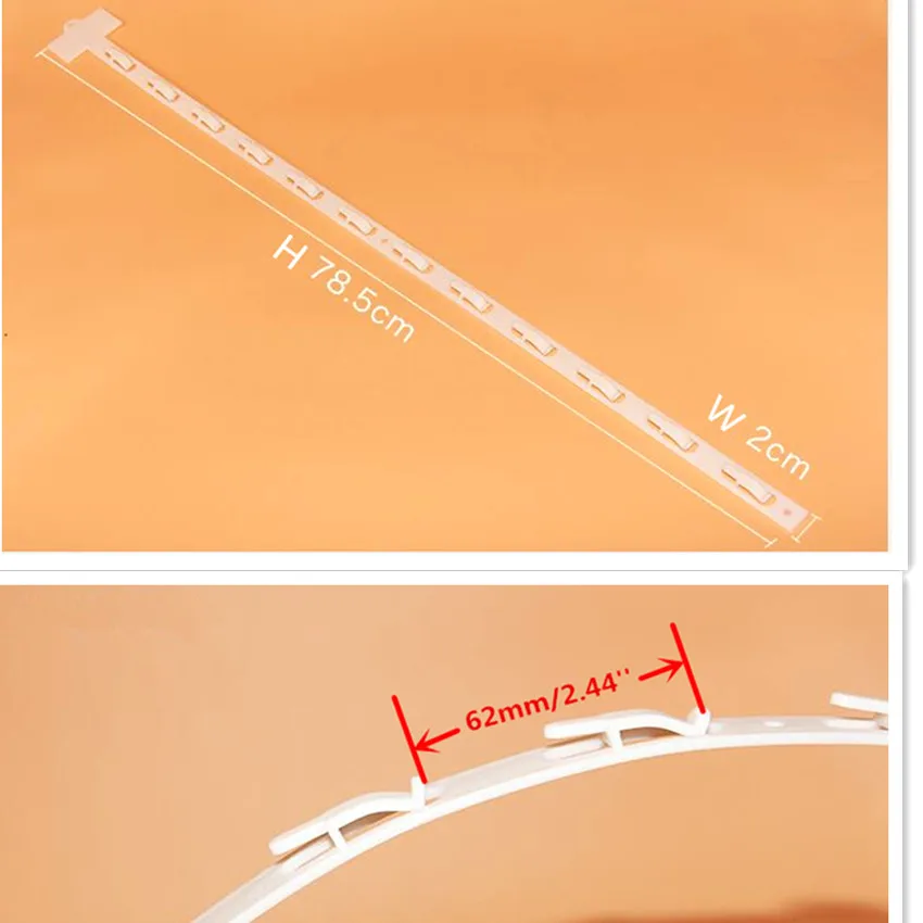 90pcs L78cm 선반 걸이 클립 스트립 플라스틱 PP 상품 패키지 디스플레이 상품 슈퍼마켓 제품 프로모션