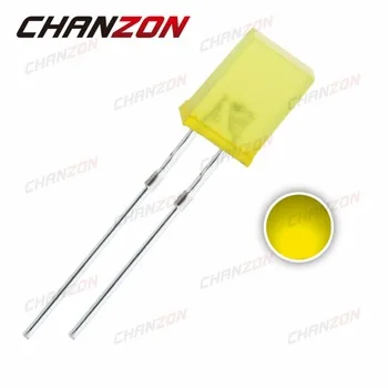 100pcs  2X5X7mm LED Square Diode Yellow DIP Diffused 20mA 2V 588-592nm Rectangle LED Light Emitting Diode Lamp 257 Through Hole