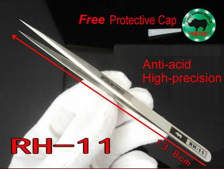 Japanese RHINO RH-11 Tweezers Anti-acid High-precision Super Hard Sharp For Repairing Watch or Mobile Holding Small Items