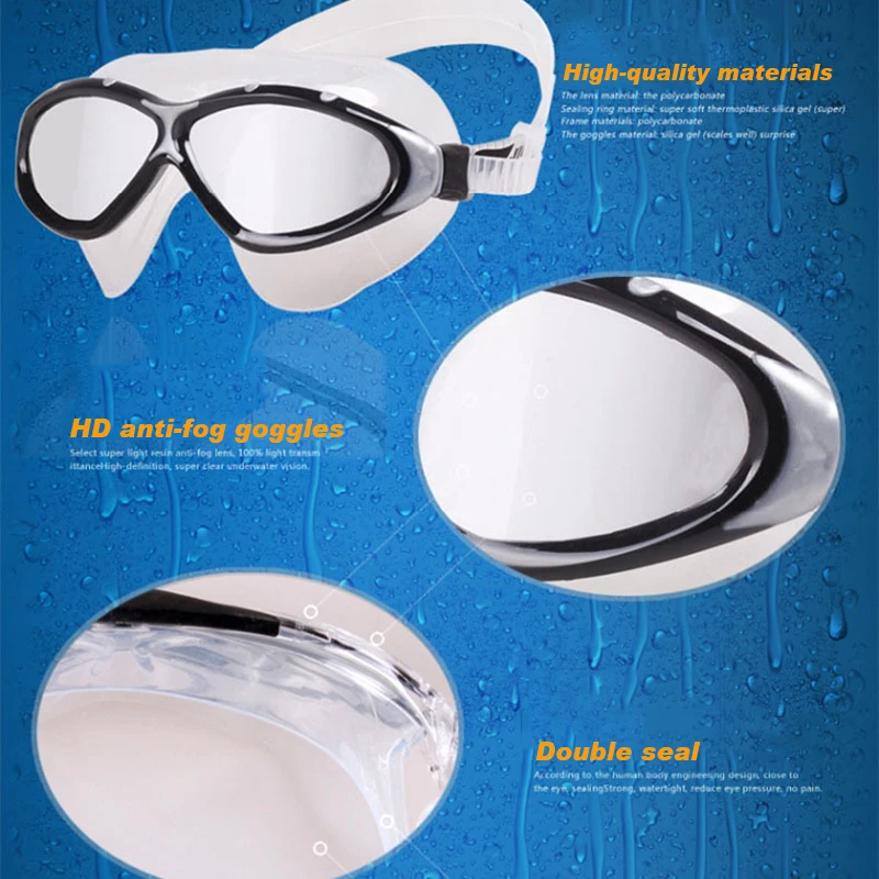 Удобная большая рамка Плавание ming очки Силиконовые Анти-туман УФ, прозрачный воды Плавание очки для Для мужчин Для женщин взрослый с Чехол