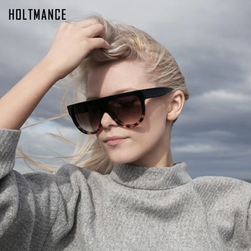 

Lady Vintage Flat top Oversized Sunglasses Women Men Retro Half-Round Glasses Modern Female Male Big Frames Designer Sunglass