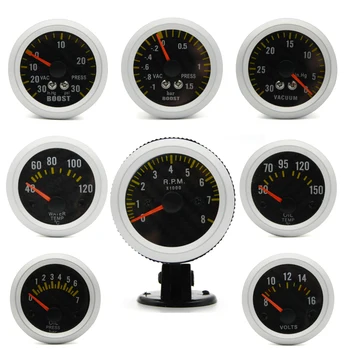 

2" 52mm Carbon Fibre Face Car boost gauge bar psi water temp oil temp oil press voltmeter tachometer vacuum gauge+Gauge Pods