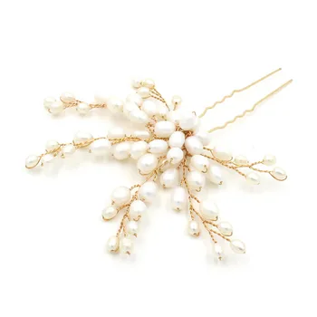 

Jonnafe Hand wired Gold Silver color Freshwater Pearls Bridal Hair Pin and Clip Wedding Hair Piece Women Prom Accessories