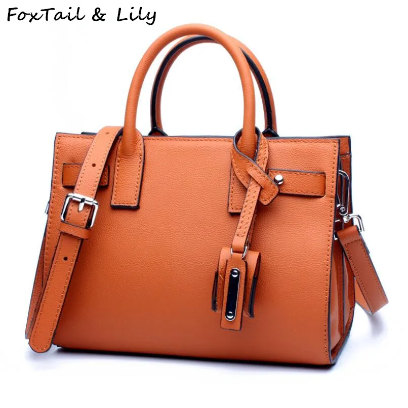 

FoxTail & Lily Luxury Women Real Leather Tote Bag 100% Cow Leather Handbags Fashion Brand Small Ladies Shoulder Messenger Bags