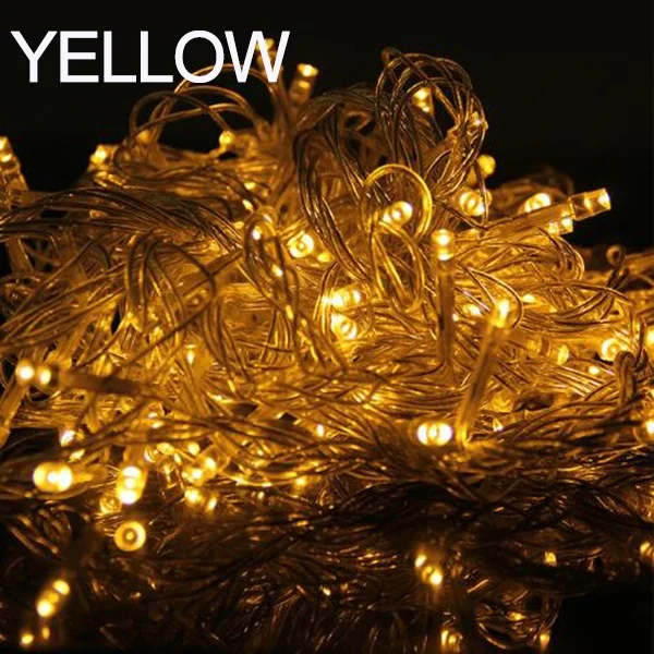 Многоцветный 10 м/20 м 100/200 светодиодный светильник 220 В гибкий светильник-гирлянда, водонепроницаемый светильник для праздника, свадьбы, вечеринки, открытый светильник ing - Испускаемый цвет: Цвет: желтый