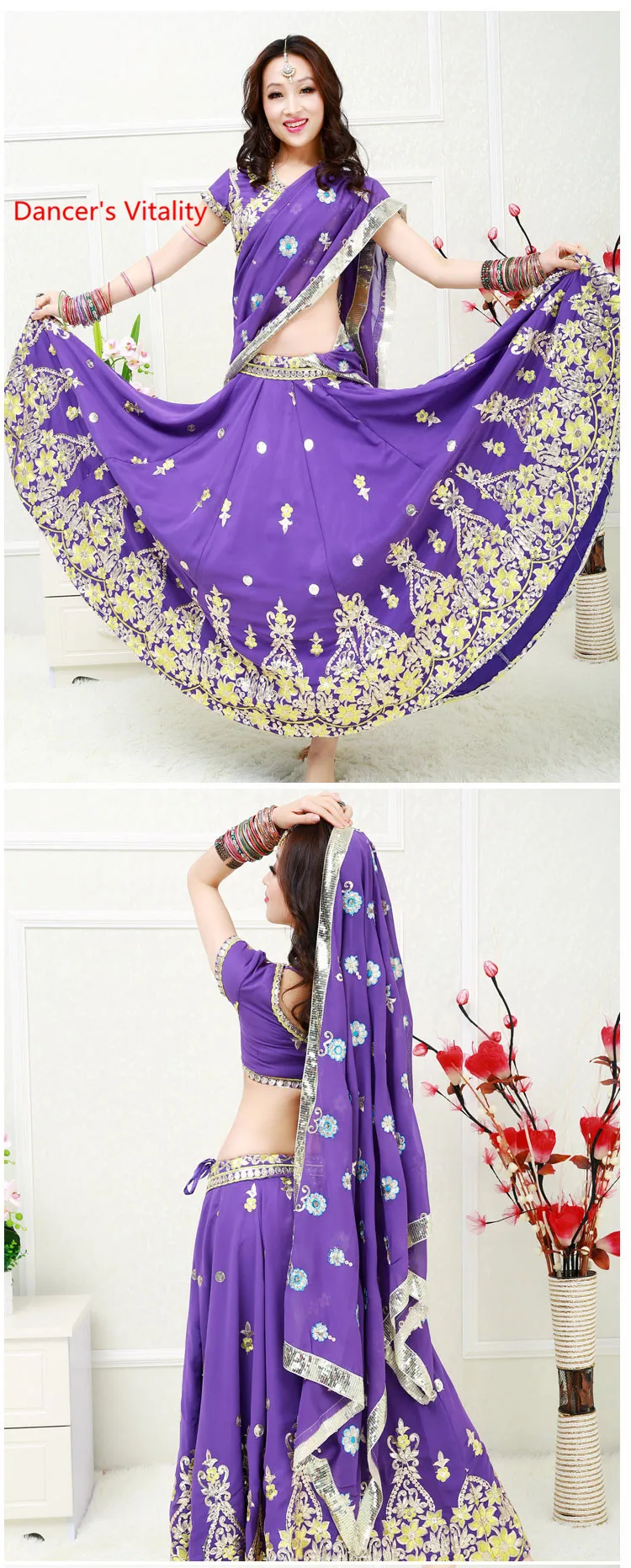 Женские костюмы для соревнований по танцу живота, восточные костюмы с вышивкой для танца живота, индийский танцевальный костюм для выступлений/тренировок