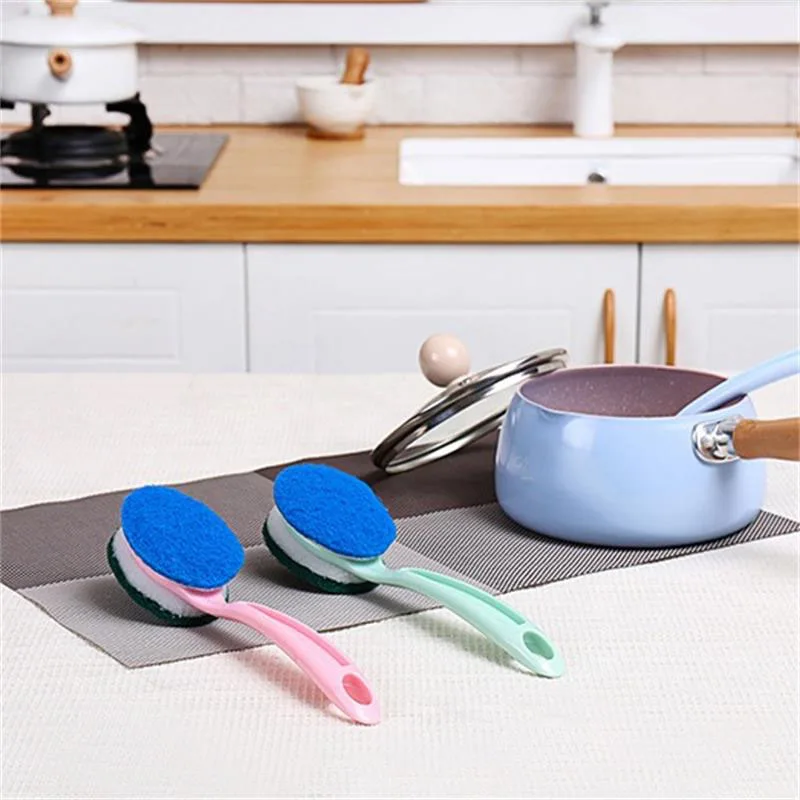 

1 Pcs Curved Handle Double-sided Magic Rubbing Scouring Pad Nano Sponge Cleaning Kitchen Decontamination Washing Cleaning Brush
