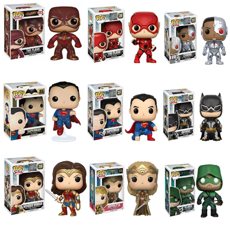 Funko поп фигурку Flash Man чудо-женщина Супермен Бэтмен персонаж фильма аниме модель ПВХ Коллекция игрушечные лошадки для детский подарок