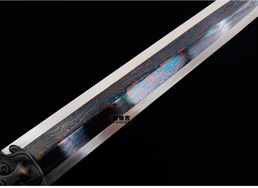 Дамасский складной стальной синий клинок ручной работы китайский меч с ручкой из сплава короткий меч нож острый клинок ручной работы