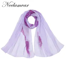 Neelamvar женские новые декоративные цветы Принт шарф шифон шелк Продолговатые Длинный шарф из Индии осенние и зимние bandelet