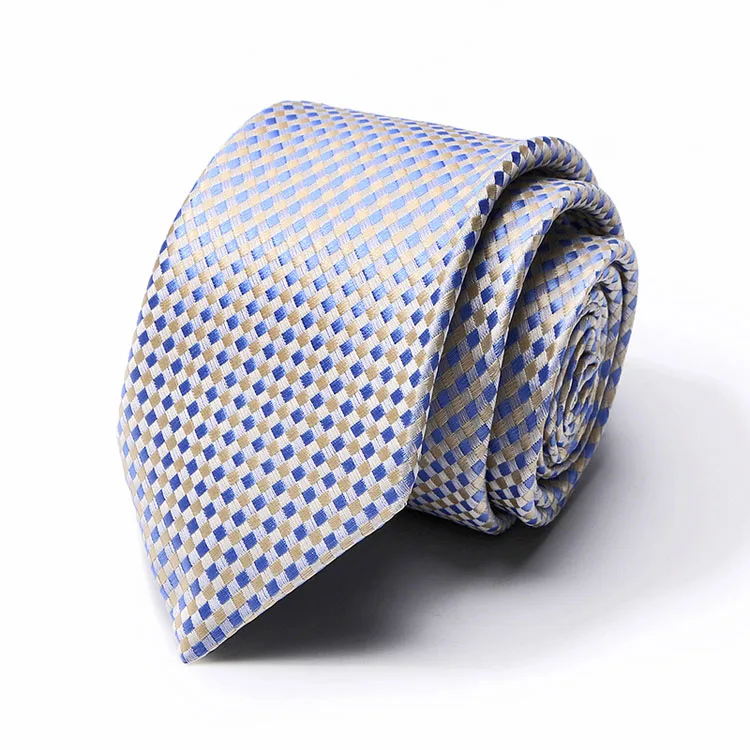 Новый Для мужчин 7,5 см тонкие галстуки Классический полиэстер тканые вечерние галстуки Мода плед горошек мужской галстук для свадьбы
