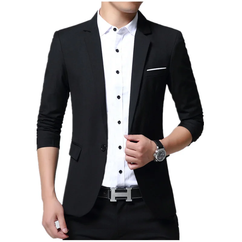 Fashion Casual Blazer Men Slim Fit Two Types Button Choice