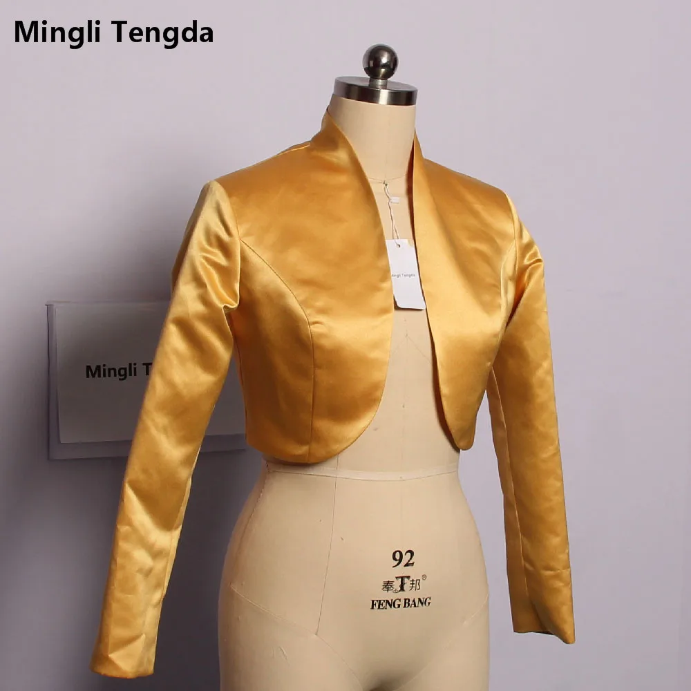 Mingli Tengda, новинка, свадебная куртка с длинным рукавом, Золотая свадебная куртка, болеро, пальто для невесты, женские кейпы Boleros Para Muje2018