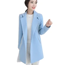 Осень и зима женская новая утолщение Корейская версия была тонкая шерстяная куртка тонкий большой ярдов в длинном шерстяном пальто