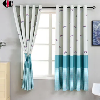

1 PCS W100xL200cm Rainbow Printed Curtains For Kids Baby School Short Window Simple Modern Treatment PC016C