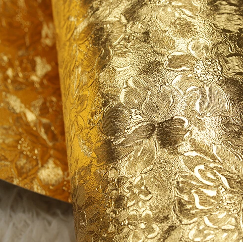 Современные роскошные однотонные золотые цветочные обои 3D золотые цветочные обои ПВХ Золотая фольга обои рулон фреска обои для гостиной