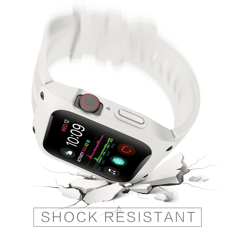 Спортивный силиконовый чехол-браслет для Apple Watch 44 мм, ремешок-петля с защитной крышкой для iwatch 4, аксессуары для часов