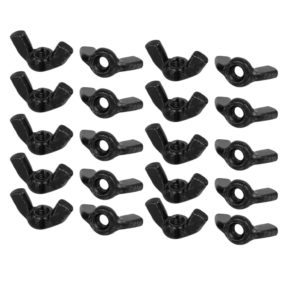 

UXCELL 20pcs M3 M5 M6 Thread Carbon Steel Zinc Plated Wingnut Butterfly Nut Black